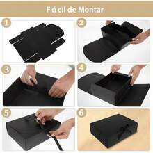 Paquete de 5 Cajas de Regalo de Boda, Cajas de Regalo de Papel, Cajas de Propuesta de Dama de Honor, con Bodas y Fiestas, Bridal shower, Baby Shower, Boda, Halloween, Navidad,para Dulces/Aperitivos - negro - Ver 3