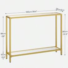 Narrow Console Table | 100cm Golden Color Metal Corridor Table, Small Exhibition Table, Space-Saving Design Suitable for Entrance and Corridor, Multifunctional Use by HOOBRO - Golden - Übersicht 4