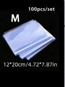 100个/包 透明PVC热缩袋，防尘密封，适用于家庭办公室收纳包装