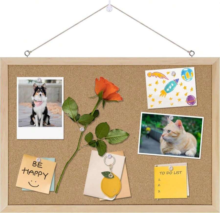DAHAPYBOO Cork Board Bulletin Board,17"X 12" Cork Board For Office With Pin Oak Wood Boards,Hanging Corkboards For Office Home School Message Board Or Vision Board Decoration - ColorA - View 1