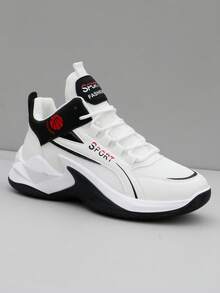 Men's Leather Basketball Shoes, High-Top Sports Shoes, 2025 Autumn/Winter New Arrival, Suitable For Teenagers, Outdoor Sports, Shock-Absorbing - Black - View 6