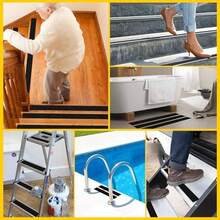 Cinta Tira Antideslizante, 20Mx5cm Cinta Antiderrapante para Escaleras, Peldaños, Baños, Plaza Comercial, Cinta Antiderrapante para Baño, Negro - Negro y Amarillo - Ver 5
