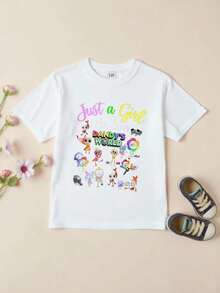 Tween Boys/Girls Summer Shirts "Dandy's World Cotton Graphic Tees, Black Casual Style Summer Tops With Cartoon Characters, Gift For Birthdays, Fashion, Fun" Boys Graphic Tees & Tween Girl Clothes - 白色 - 查看 2