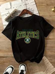 Men's New Casual Sports T-Shirt Oakland Athletics Baseball T Shirt Men Women Unisex Sport Tee Fan Apparel Team Logo Graphic Print Casual Top Short Sleeve BlackSuitable For Baseball, Ice Hockey, Rugby, Sports Eventsholiday Partiesoutingssports And Other Holiday Gifts - 白色 - 查看 1