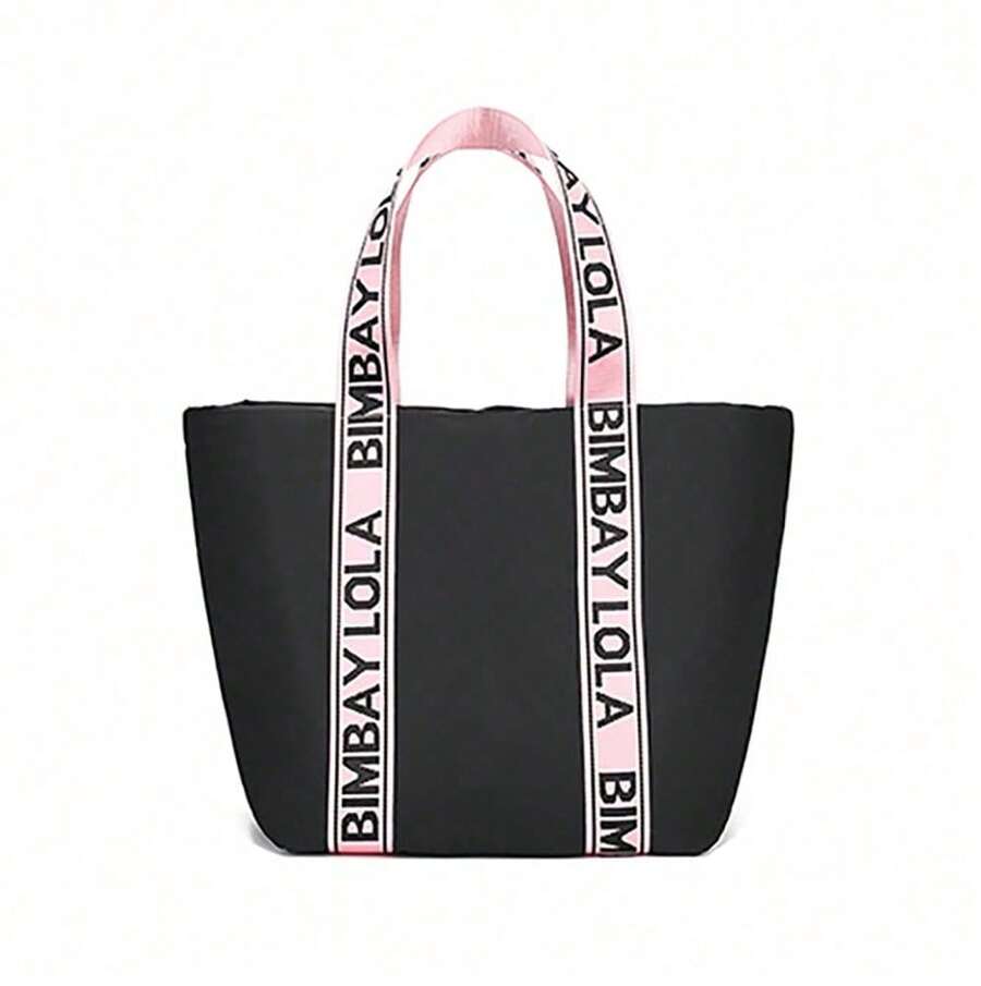 Women's Large Nylon Shoulder Bag, Multi-Pocket Zippered Tote Bag For Work, Travel And Campus, Spacious Leisure Handbag With Adjustable Strap - 粉色 - 查看 1