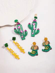 A Patrick's Day Carnival Personalized Versatile Green Acrylic Sparkling Powder Clover Lucky - Multicolor - View 5