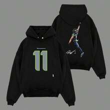 JSN - Jaxon Smith-Njigba 'POSTERIZED' For The 12s Cotton Hoodie Sweatshirt T-Shirt (Made In US), JSN Nation Outfit, Seahawks Game Day Outfits, Gift For Football Fans, Football Graphic Hoodie - 黑色 - 查看 6