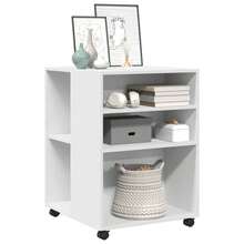 Table d'appoint vidaXL avec roues blanches 55x60x78 cm, fabrication en bois. - Blanc - Voir 1