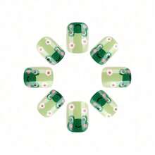 PrettyCute Flower Frog Green Fashionable Fresh False Nails 24 Pieces Nail Art Set - 2XB1-13244 - Xem 5