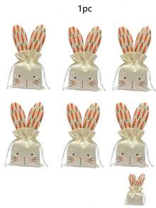 6pcs Easter Bunny & Carrot Pattern Linen Drawstring Gift Bags - Reusable, Fun Design | Suitable For Easter/Spring/Party/Baby Shower, Candy/Jewelry/Surprise Gift Packaging And Decor Accessories - Multicolor - View 10