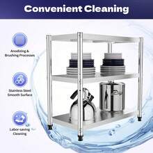 SanBouSi Stainless Shelves Unit Metal Shelf Rack 3 Layer Kitchen Storage Organizer Stand - Silver - View 3