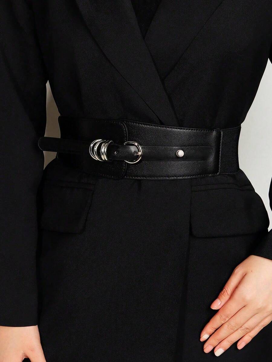 1件装女士街头风黑色复古配饰时尚可调节抽绳宽腰带，适合万圣节派对或日常穿着