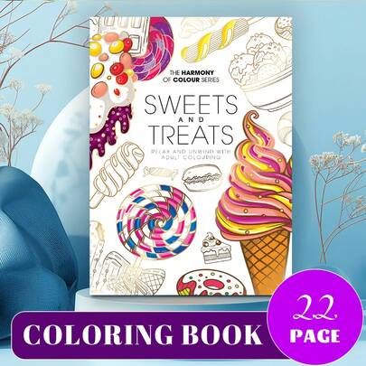 The New Product Is Selling Very Well!! (Upgraded Luxury Edition, Thick Paper, 28.5 * 20.5cm) "Delicious Desserts Coloring Book", Suitable For Couples And Families, Suitable For Parties, Valentine's Day Birthdays, And Other Holidays. Painting And Study Supplies, 22 Pages, Books, Coloring Books, Study Supplies, School, Christmas, Halloween, Birthdays, Back To School Gifts, Coloring Books