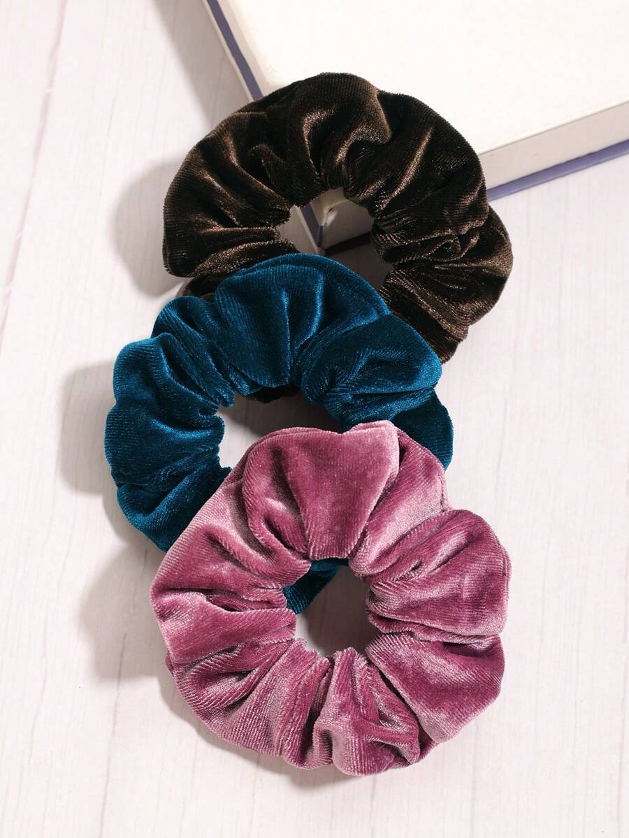 3pcs Plush Hair Scrunchies, Everyday Wear Hair Accessories Head Accessories Hair Ties Ponytail Holder Beauty Home Bedroom Decor Hair Elastics - Multicolor - View 1