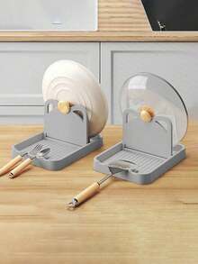 1pc Pot Lid Storage Rack, Multifunctional PP Spoon Holder, Kitchen Countertop Organizer