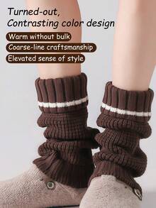 New Retro Ballet Style Warm Leg Warmers, Fashionable For Women, Classic Colors Suitable For Daily Wear, Autumn/Winter - Brown - View 2