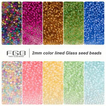 2mm-2400 piezas Cuentas redondas japonesas, Talla 12/0, Aprox. 2500 piezas, Incluye cuentas espaciadoras mini de doble color, Cuentas sueltas, Cuentas artesanales, Cuentas de caballo, A granel, Adecuado para la fabricación de joyas