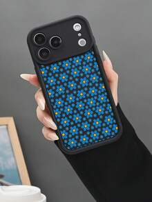 1pc Blue Daisy Small Floral Print Pattern Phone Case Fresh Botanical Aesthetic Garden Style For Birthday Gift Women Daily Use  Compatible With IPhone 17 Promax 17 Pro 17Air 17 16E 16 15 14 13 13Mini 12 12Mini 11 X XS XSMAX Plus Pro Case - Burgundy - View 5