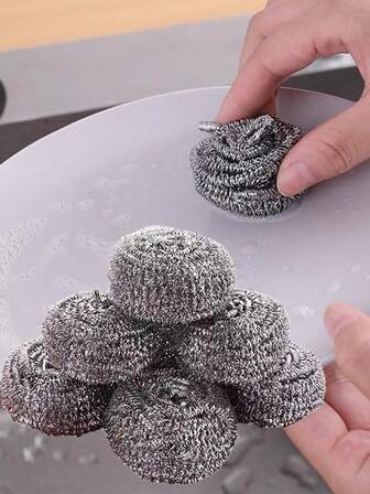 Paquete de 6/12/18/24 piezas de estropajos y paños de limpieza de acero inoxidable, aptos para cocinas, baños y otras áreas.