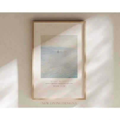 "1pc Mark 4:39 Peace! Let The Sea Be Still! Poster, Print And Mail Order, Modern Scripture Decoration, Bible Verse Prints, Christian Home Decor, Christian Faith "
