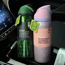 24oz /32oz Stainless Steel Insulated Water Bottle With Straw, Portable Coffee Mug Suitable For Hot & Cold Drinks, Fitness And Cycling Water Bottle, Leak-Proof Lid Travel Cup For Camping, Hiking, Driving, Outdoor Activities, - Pink Bow - View 2