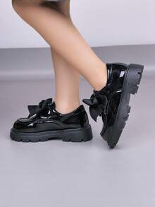 2026 Spring/Autumn New Girls Leather Shoes, Little Girls Princess Shoes, Loafers, Kids Shoes, Infant Shoes, Suitable For All Seasons - Black - View 2