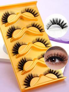 Pestañas postizas con banda invisible en forma de U, recomendadas por maquilladores, de aspecto natural - Negro - Ver 8