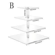 3-5 Tier Acrylic Cupcake Stand, Clear Acrylic Cupcake Tower Display Rack - Square Cupcake Holder, Acrylic Dessert Rack, Suitable For Party, Wedding, Birthday Celebration - Clear - View 10