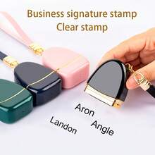 Square Self-Inking Name Stamp, Made Of PE Polyethylene, With Engraved Business Signature, Suitable For Office And Daily Use/Can Customize Your Own Name - Multicolor - View 4
