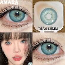 AMARA 1pair HOLLAND Series Soft Contact Lenses Green Contact Lenses, Eye Makeup 14.5mm Gray Brown Eye Makeup One-Year Use - HOLLAND-bLUE - View 4