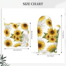 Yellow Sunflower Oven Mitts Pot Holders Set Silicone Heat Resistant Sunflowers Oven Mitts And Hot Pads Yellow Flowers Potholders Non-Slip Oven Gloves For CooFKing BaFKing Grilling BBQ,Yellow - 黃色的 - 查看 4