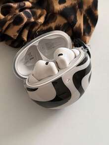 Asymmetrical Striped Protective Case For Huawei FreeClip2, Buds3 Pro/2, Freebuds7i, Anti-Drop Soft Shell For Buds4/4e/SE2, Buds4i/5i/Pro3 - Black and White - View 3