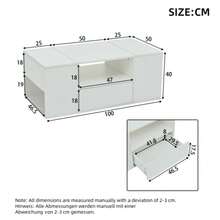 Sofa (100 X 50 X 40 Cm), Beistelltisch With One Schublade, One Sofa With Two Schränken, One High-Gloss Wohnzimmertisch With LED-Luchtleisten, Kaffetisch With 6 Staufächern, White - White - View 10