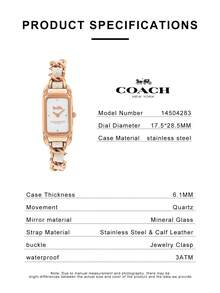 Coach Cadie Saddle Leather Chain Link Bracelet Ladies Watch - White - View 4