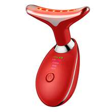 LED Microcurrent Massage Device, Handheld Skin Tightening & Wrinkle Removal Tool For Neck And Face Skin Care, Lifting And Firming - Red - View 3