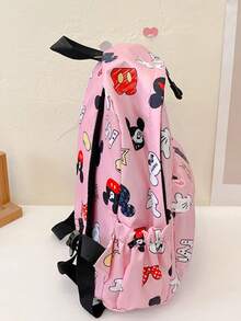 Ba lô màu hồng in hình chuột Minnie của Disney, ba lô đa năng dùng hàng ngày, túi du lịch thời trang dành cho nữ, cặp sách dung tích lớn, có ngăn khóa kéo phía trước, họa tiết hoạt hình cổ điển, phù hợp cho việc đi lại hàng ngày. - Nhiều màu - Xem 5