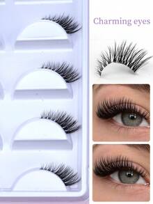 New European And American Style Half-Eye Lashes, Thick And Fluffy 3D False Eyelashes - Black - View 3