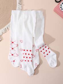 3 Pairs Baby Heart Pattern Tights, Style, Suitable For 0-1 Year Old Photoshoot And Gatherings - White - View 6