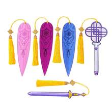 K-POP Witch Hunter Anime Theme Acrylic Bookmarks With Tassel - 15cm Sword-Shaped And Decorative Bookmarks, Decorative Reading Accessories With Chinese Knot Tassel, Perfect For Birthday, Christmas, Halloween Gifts And Book Lovers Collection - Multicolor - View 4