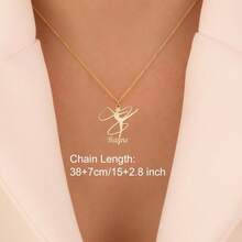 Personalized Gymnastics Name Necklace, Custom Athlete Name & Number/Initials Medal Pendant, Custom Name Stainless Steel Necklace, Fashion Jewelry Gift For Gymnasts, Coaches, Fans - 彩色 - 查看 6