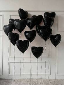 10 piezas de globos de foil en forma de corazón negro de 18 pulgadas, adecuados para decoración de boda, cumpleaños, aniversario, Día de San Valentín, decoración de interiores - Negro - Ver 7