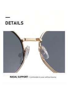 1 chiếc kính thời trang nam gọng cổ điển, gọng kim loại vàng hình lục giác, kiểu dáng đường phố, phù hợp để đeo hàng ngày, chụp ảnh, mua sắm, đạp xe, du lịch, đi biển, lái xe, dạo phố, đi nghỉ mát, hoạt động ngoài trời. Phụ kiện kính mắt, món quà hoàn hảo cho sinh nhật, ngày lễ, tiệc tùng, Giáng sinh. - Vàng - Xem 4