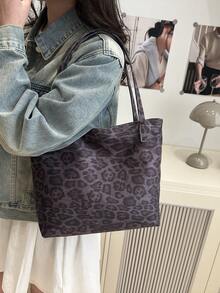 1pc Fashion Colorblock Bow Print Shoulder Bag, Minimalist Lightweight, Multi-Pocket Design, Shoulder Handbag - Black - View 2