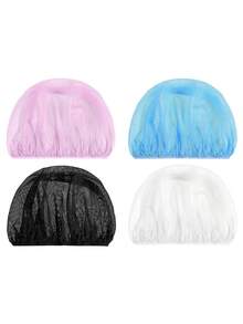 4 piezas Gorros de malla para dormir para cabello rizado, gorros de malla para dormir por la noche, redecilla para rulos, redecilla elástica para gorro de dormir de mujer - Multicolor - Ver 12