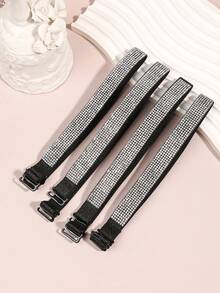 2/4pcs Rhinestone Solid Color Bra Straps, Women Lingerie Strap Accessories - Suitable For Dresses And Daily Wear - Multicolor - View 6