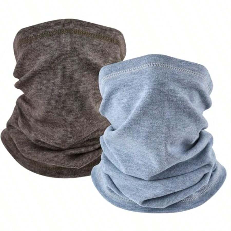 Winter Neck Gaiter Warmer Soft Fleece Face Mask Scarf For Cold Weather Skiing Cycling Outdoor Sportsasd - 2 gói (Xám đậm + Xanh nhạt) - Xem 1