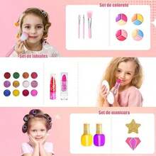 Caja de Maquillaje para Niñas, Set de Maquillaje para Niñas, Regalo para Niña, Protege la Piel de Las de Daños, Regalos de Navidad, Cumpleaños y Festividades para niños(Púrpura) - 3137 - Ver 3