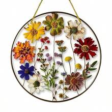 2D亚克力旭日吊坠 - 精美压花挂饰，适合室内外家居装饰，独特生日礼物，艺术墙面及门廊装饰，四季皆宜，花园系列，无需用电 - 彩色 - 查看 4