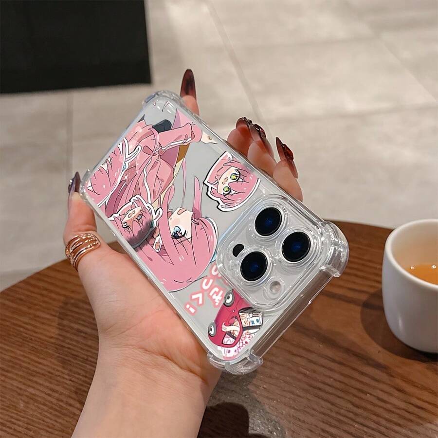 Estuche Transparente Antigolpes para iPhone 16, 15, 14, 13, 12, 11 Pro Max, X, XR, XS Max, 8, 7 Plus - Anime Bocchi The Rock - Color 1 - Ver 1