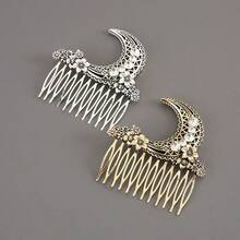 1pc Elegant Vintage-Style Moon-Shaped Hair Comb, Creative Hair Accessory